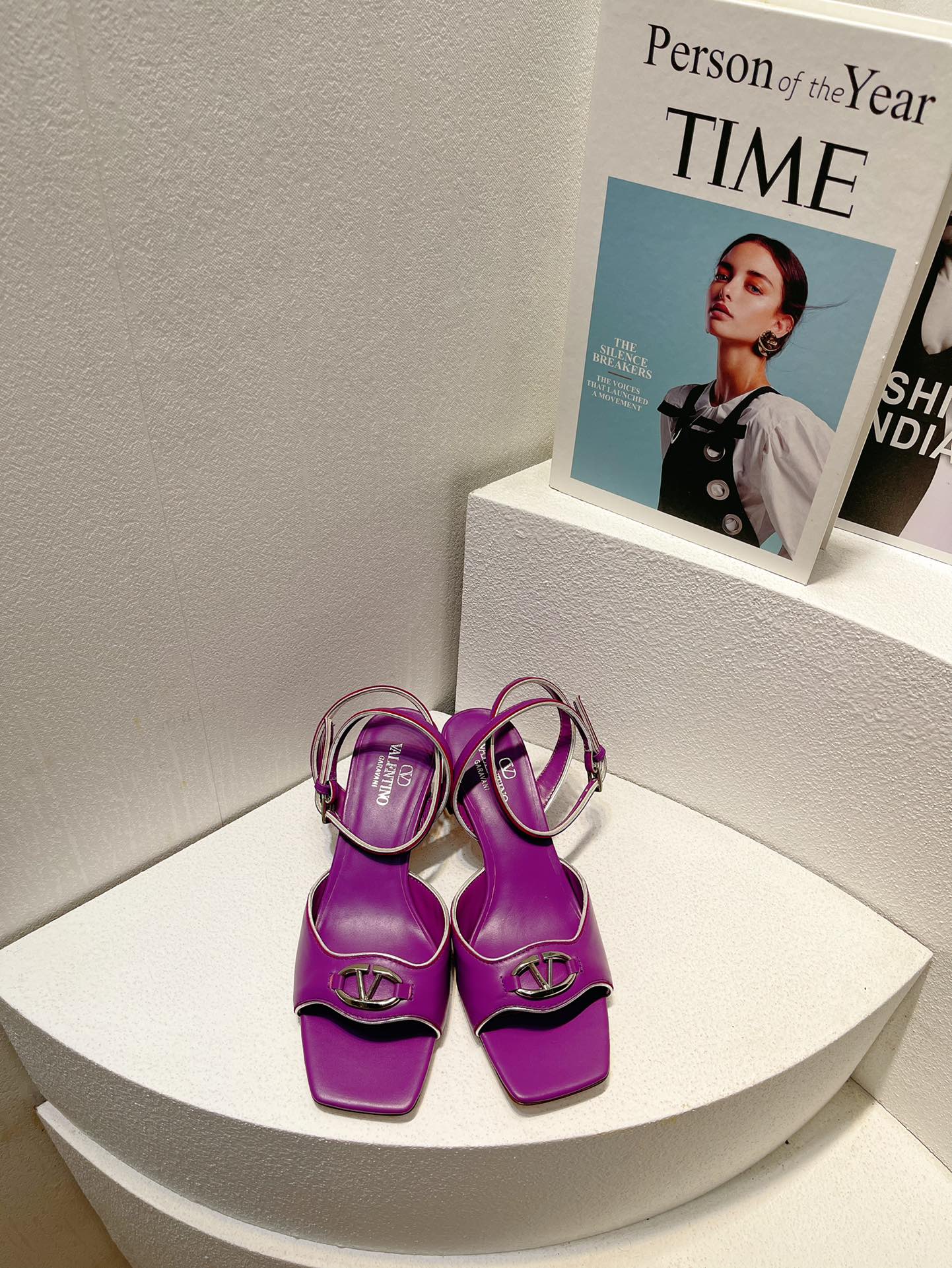 VT Sandals Heels 50mm Purple Cowhide 292771