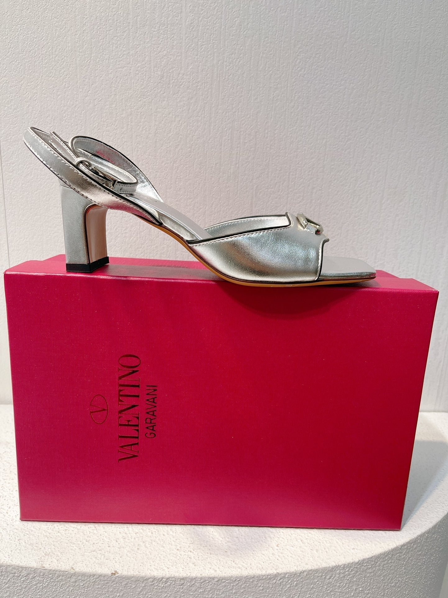 VT Sandals Heels 50mm Silver Cowhide 292775