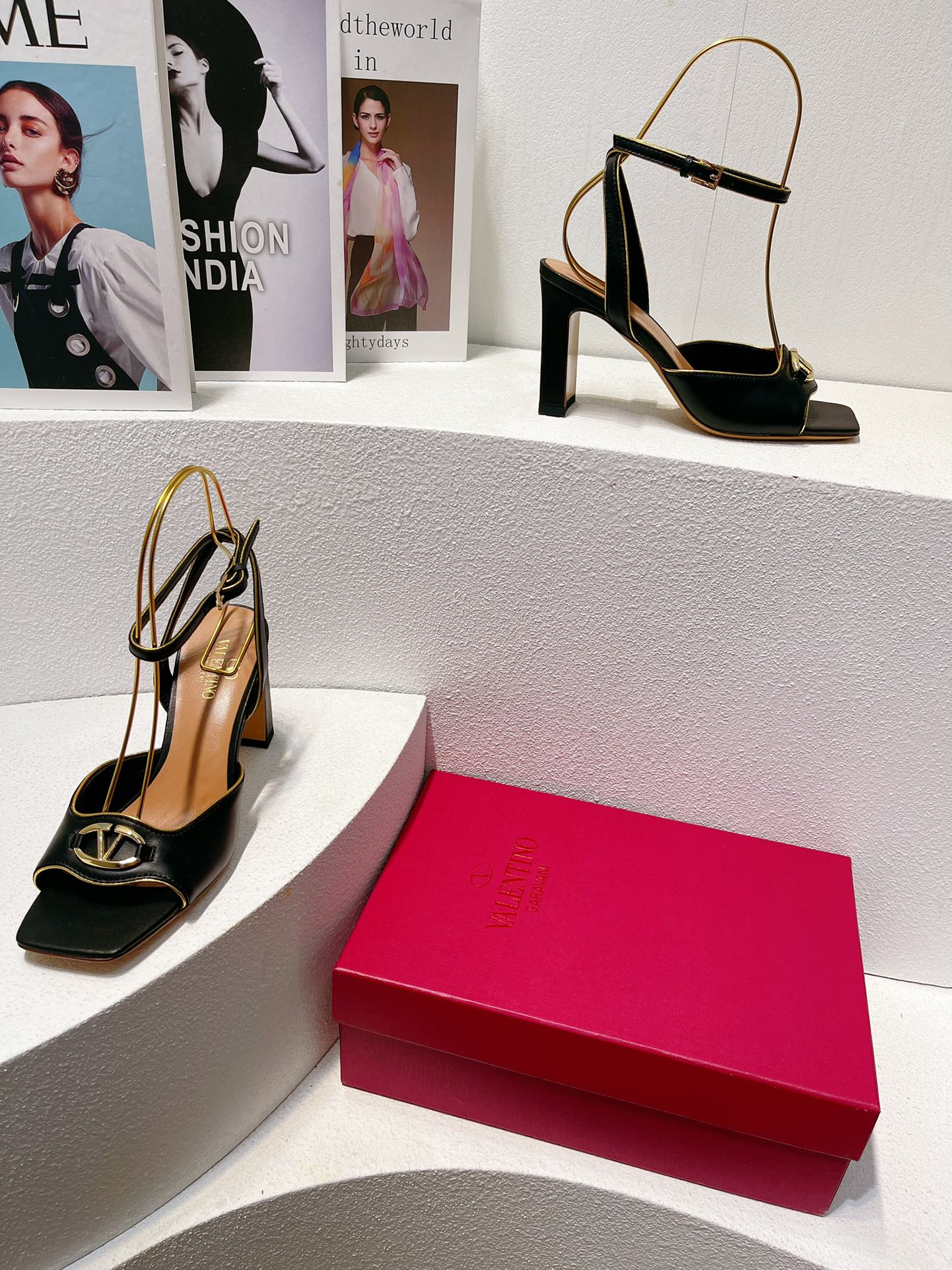 VT Sandals Heels  70mm Black Cowhide 292777