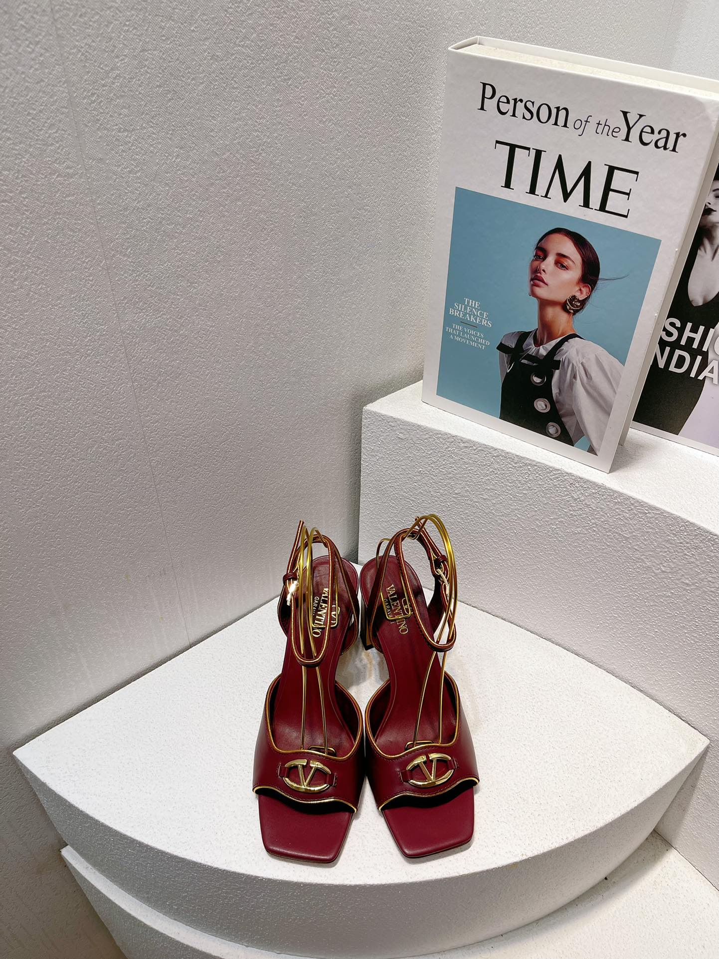 VT Sandals Heels  70mm  Ruby Red Cowhide 292779