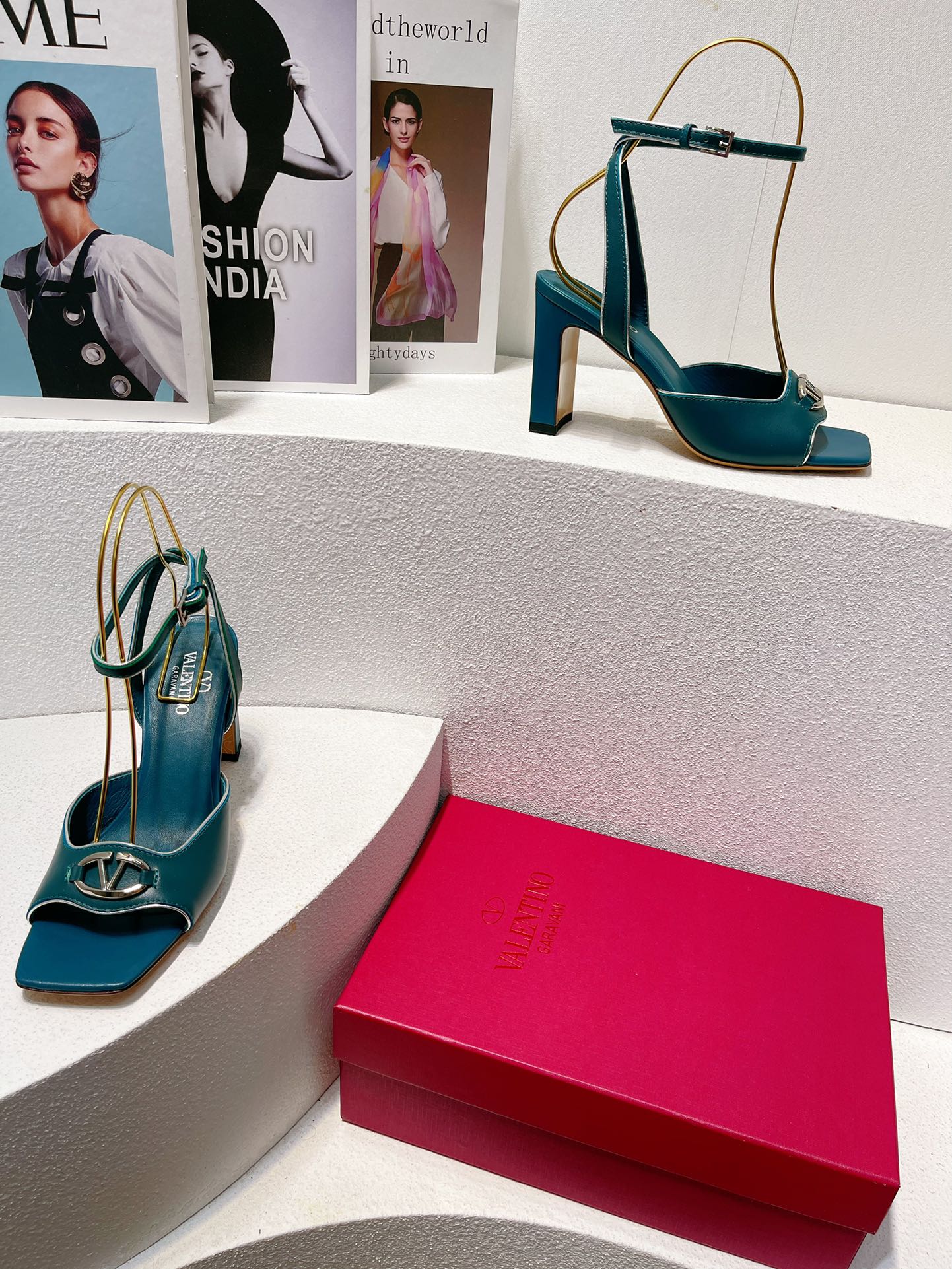 VT Sandals Heels  70mm Emerald Green Cowhide 292780