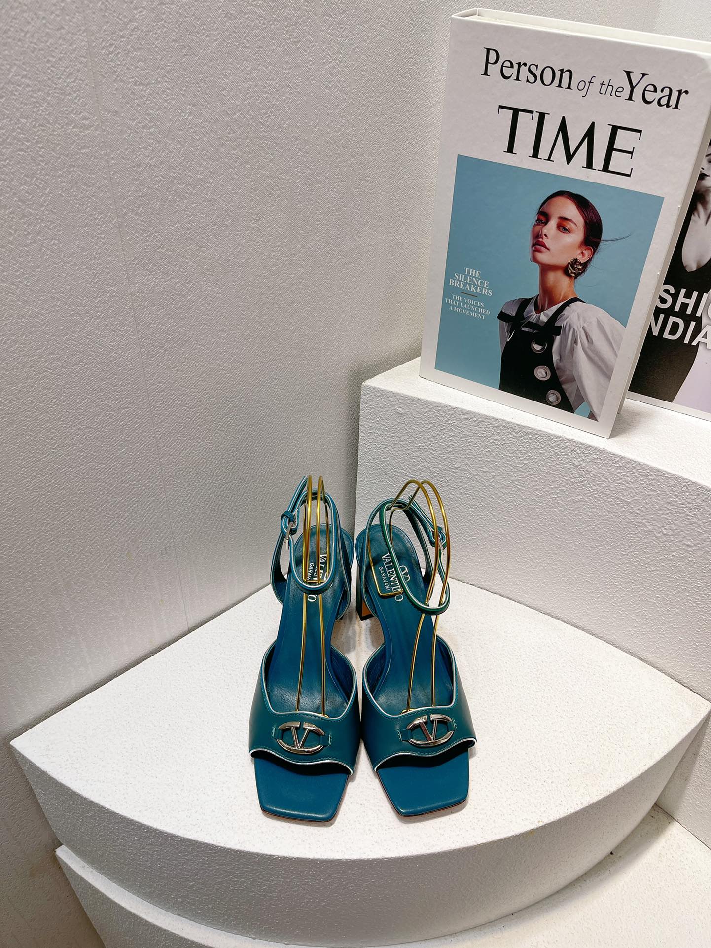 VT Sandals Heels  70mm Emerald Green Cowhide 292780