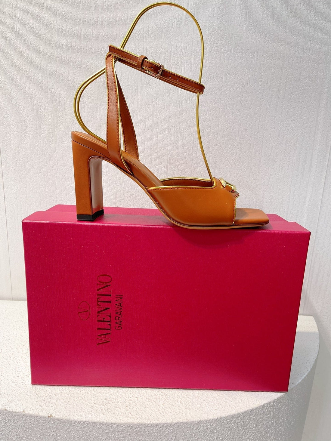 VT Sandals Heels 70mm Brown Cowhide 292783