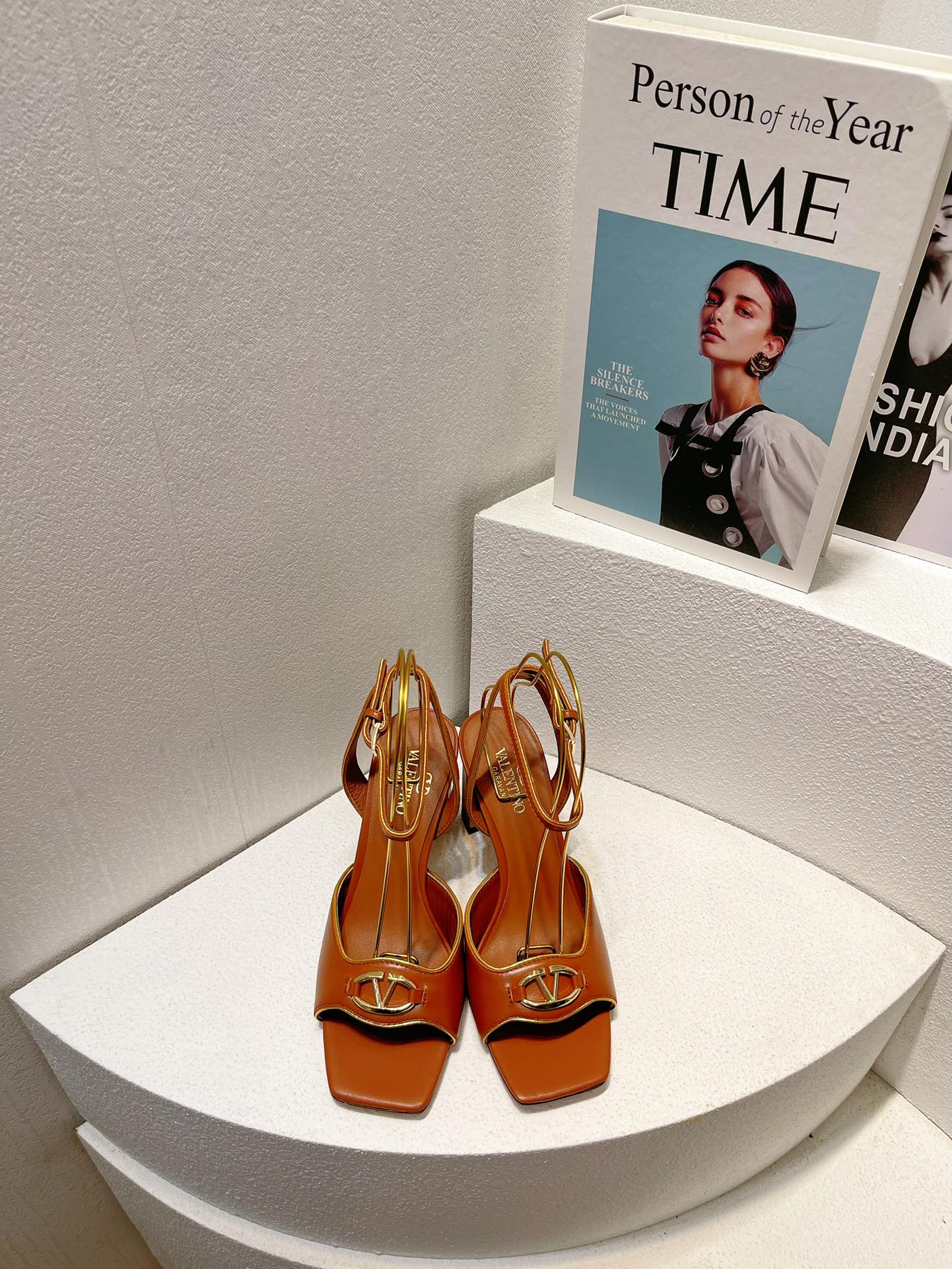 VT Sandals Heels 70mm Brown Cowhide 292783