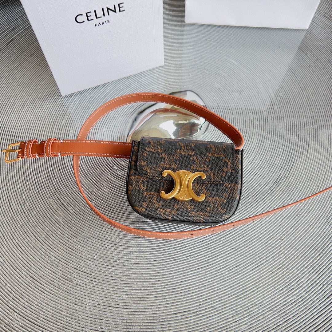 CL BELT MONOGRAM BROWN BAG TRIOMPHE 25 MM BELT TRIOMPHE ORANGE CALFSKIN