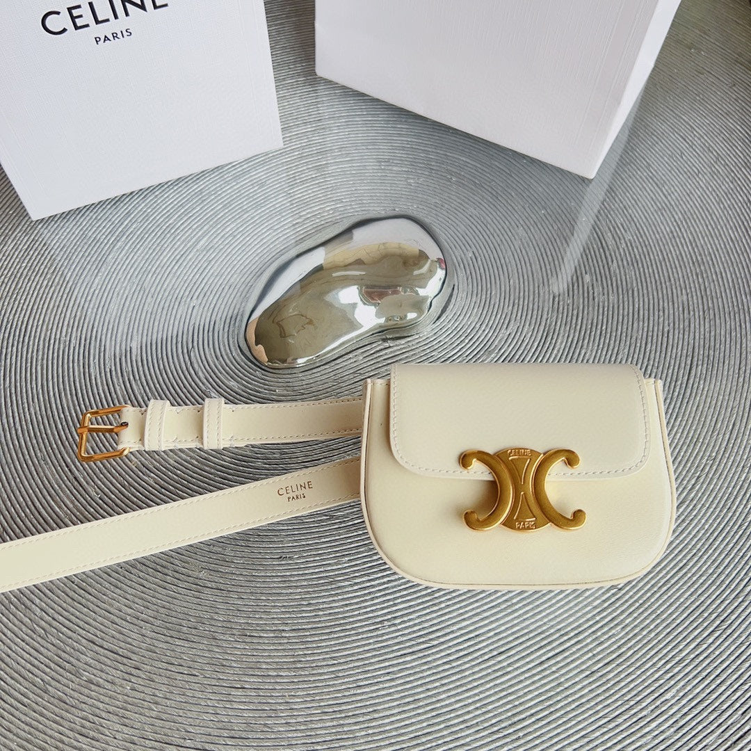 celin cream calfskin belt bag