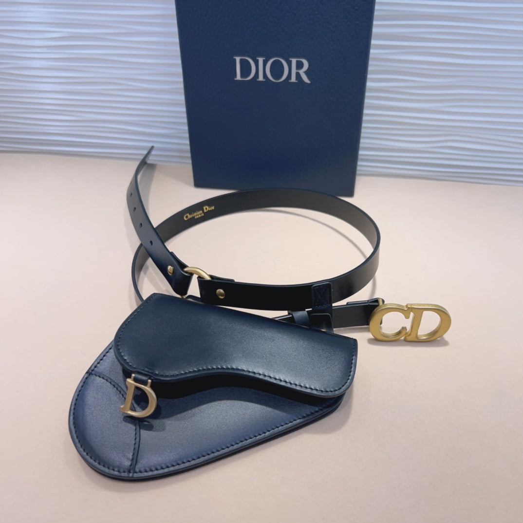 Saddle Removable Pouch Black Calfskin 20mm Belt