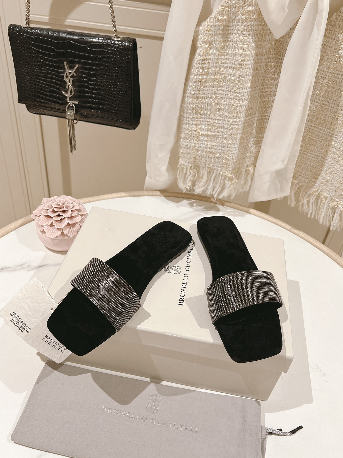 brunello sandal black suede