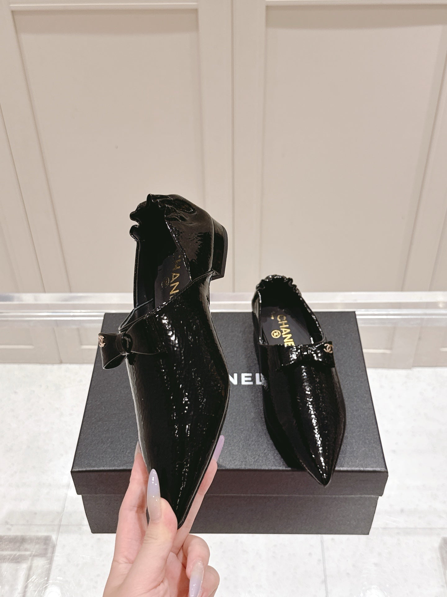 CC 25 Half-Mule Loafers Black Patent Leather 355669
