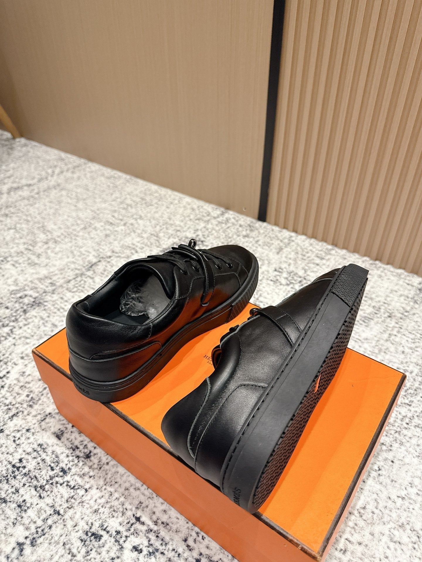 HM Casual Sneakers Black Buckle  Black Leather