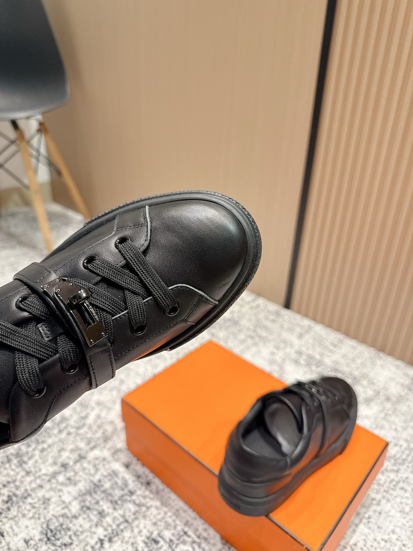 HM Casual Sneakers Black Buckle  Black Leather