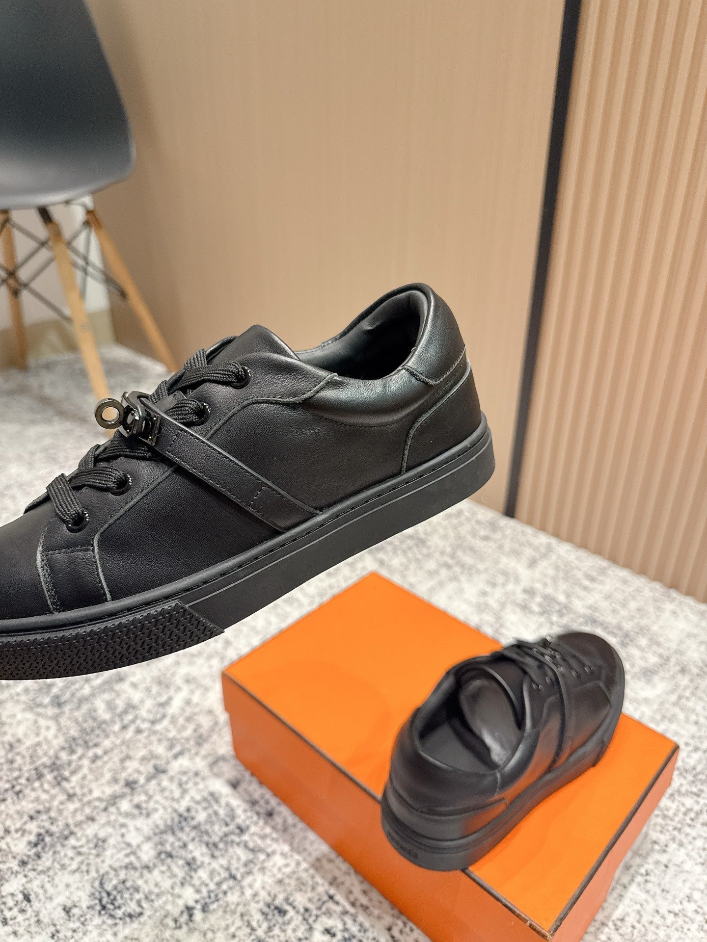 HM Casual Sneakers Black Buckle  Black Leather