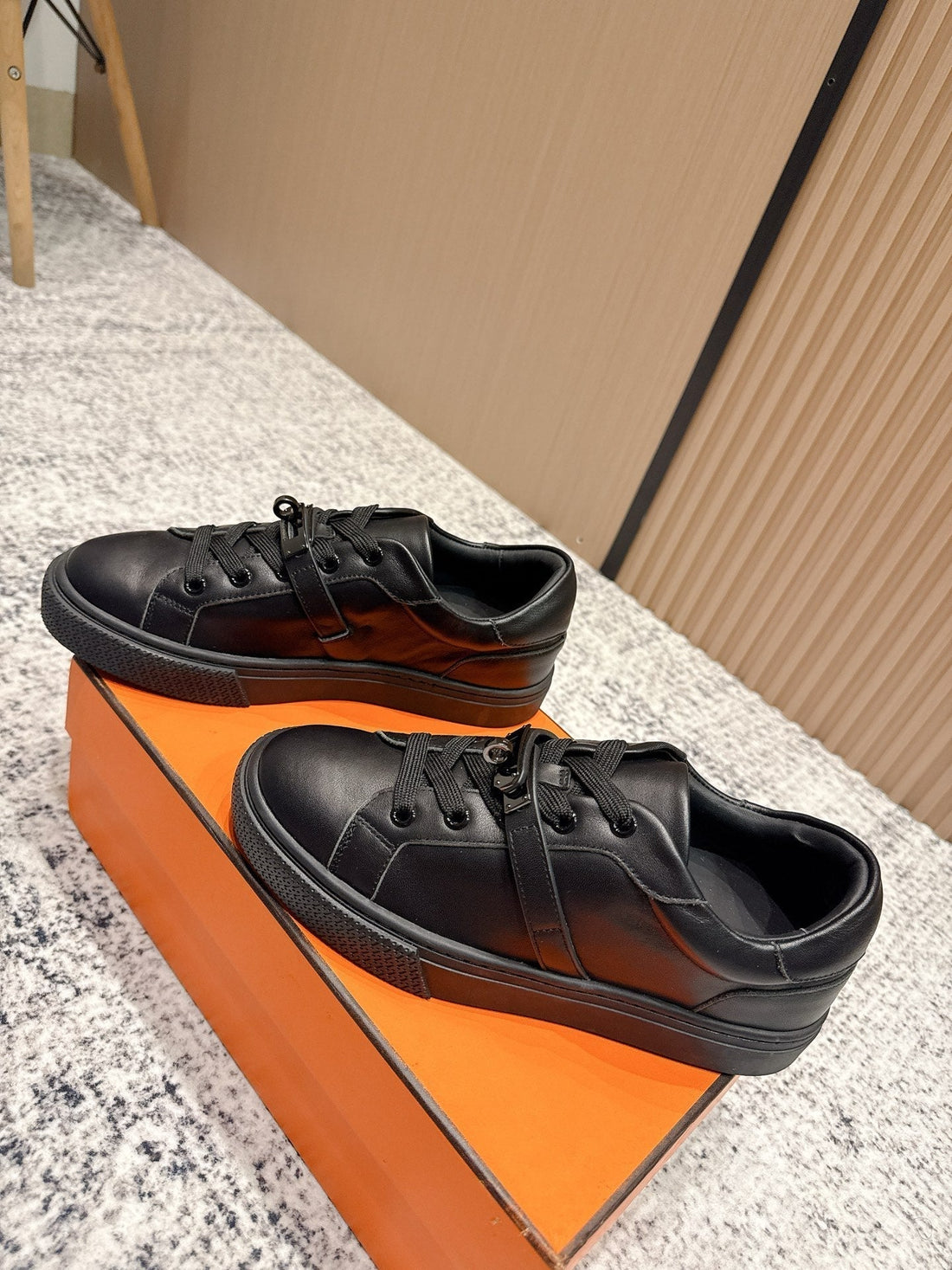 HM Casual Sneakers Black Buckle  Black Leather