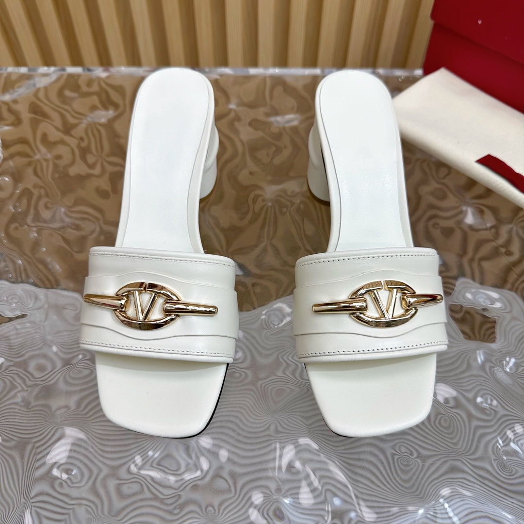 High Heel 70 Mule Sandal The Bold Edition Vlogo Square Toe White