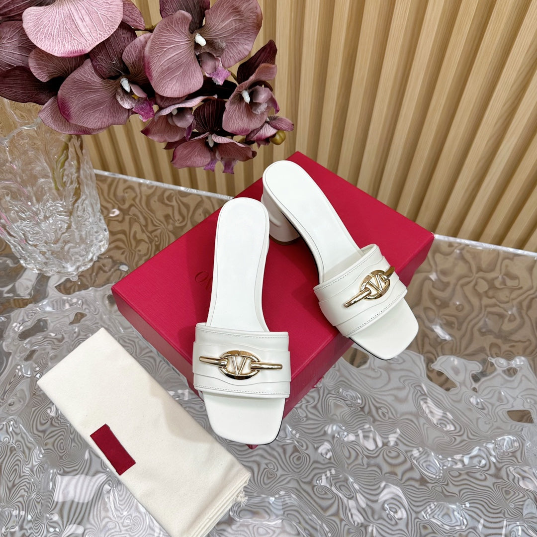 High Heel 70 Mule Sandal The Bold Edition Vlogo Square Toe White