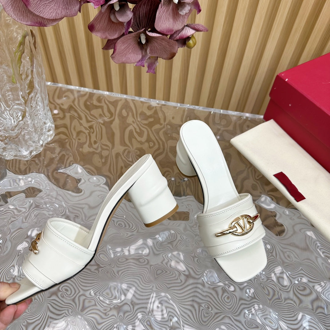 High Heel 70 Mule Sandal The Bold Edition Vlogo Square Toe White