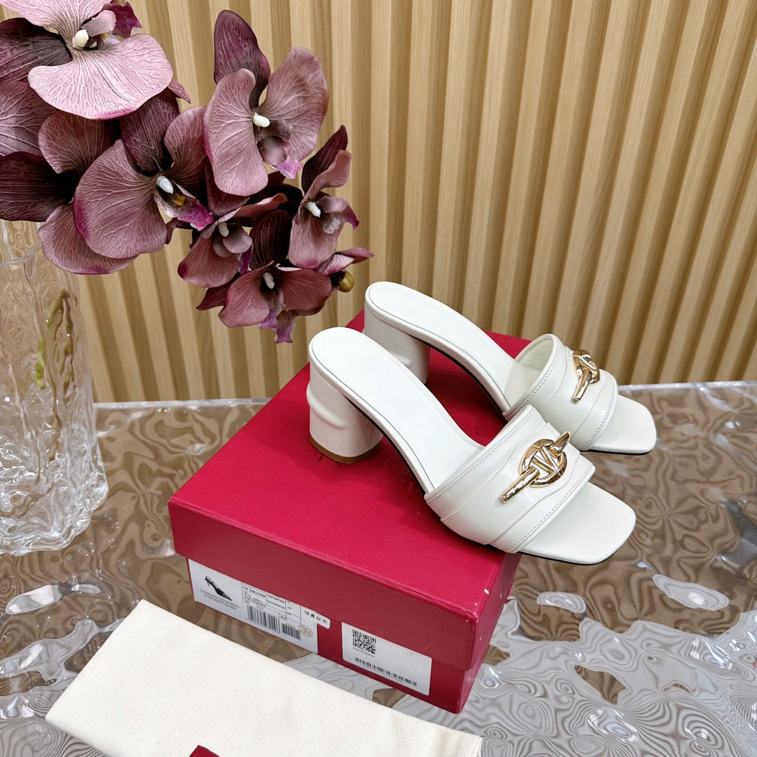 High Heel 70 Mule Sandal The Bold Edition Vlogo Square Toe White