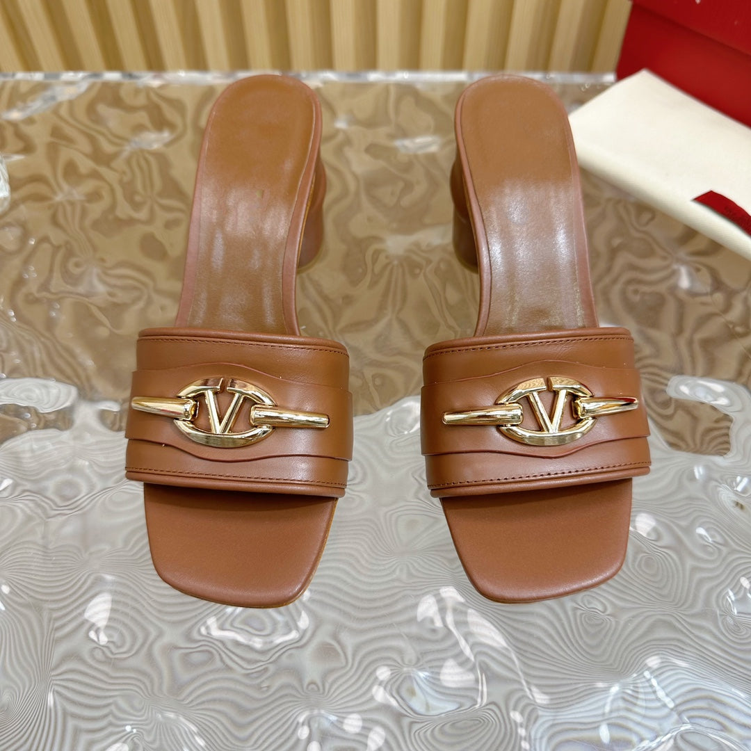 High Heel 70 Mule Sandal The Bold Edition Vlogo Square Toe Brown