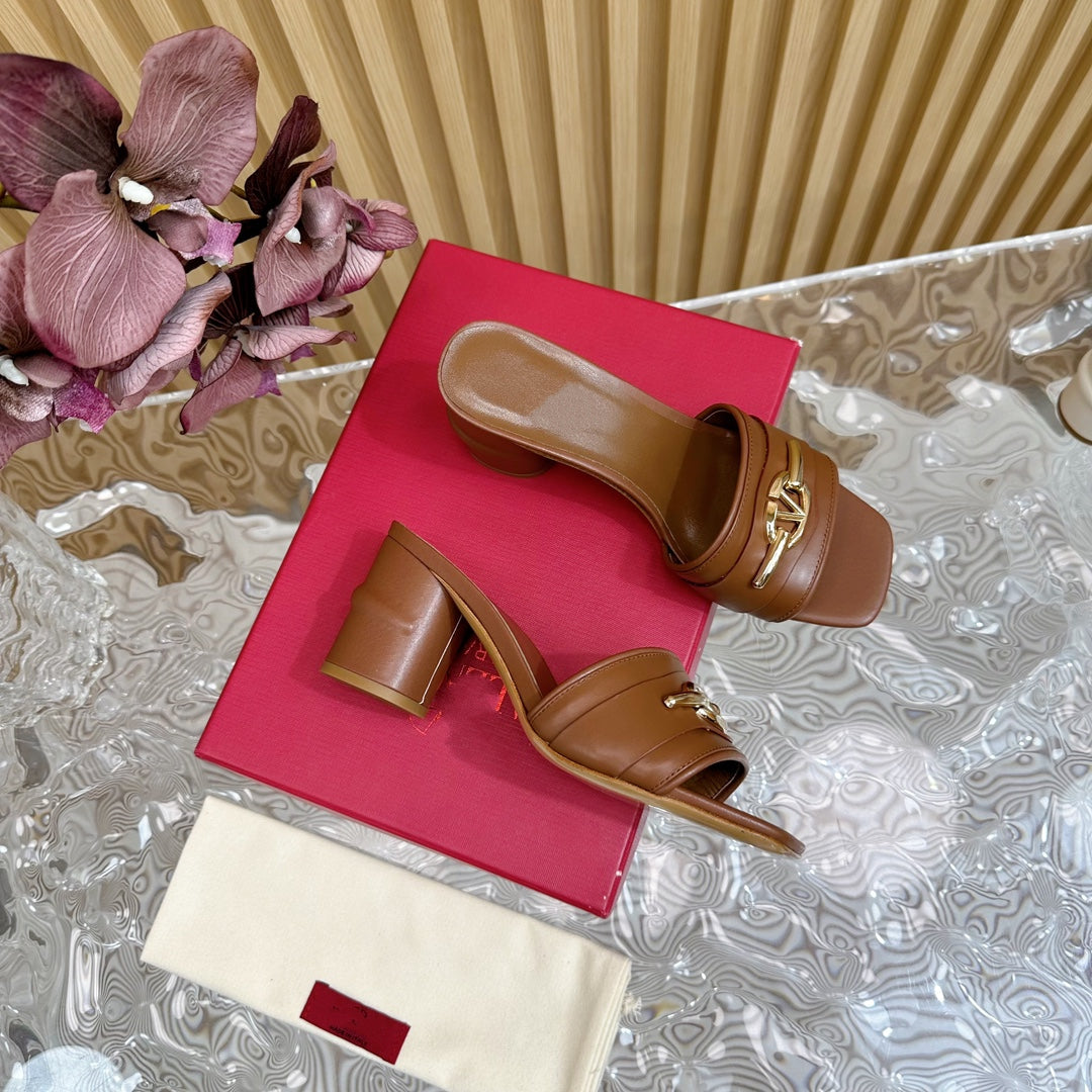 High Heel 70 Mule Sandal The Bold Edition Vlogo Square Toe Brown