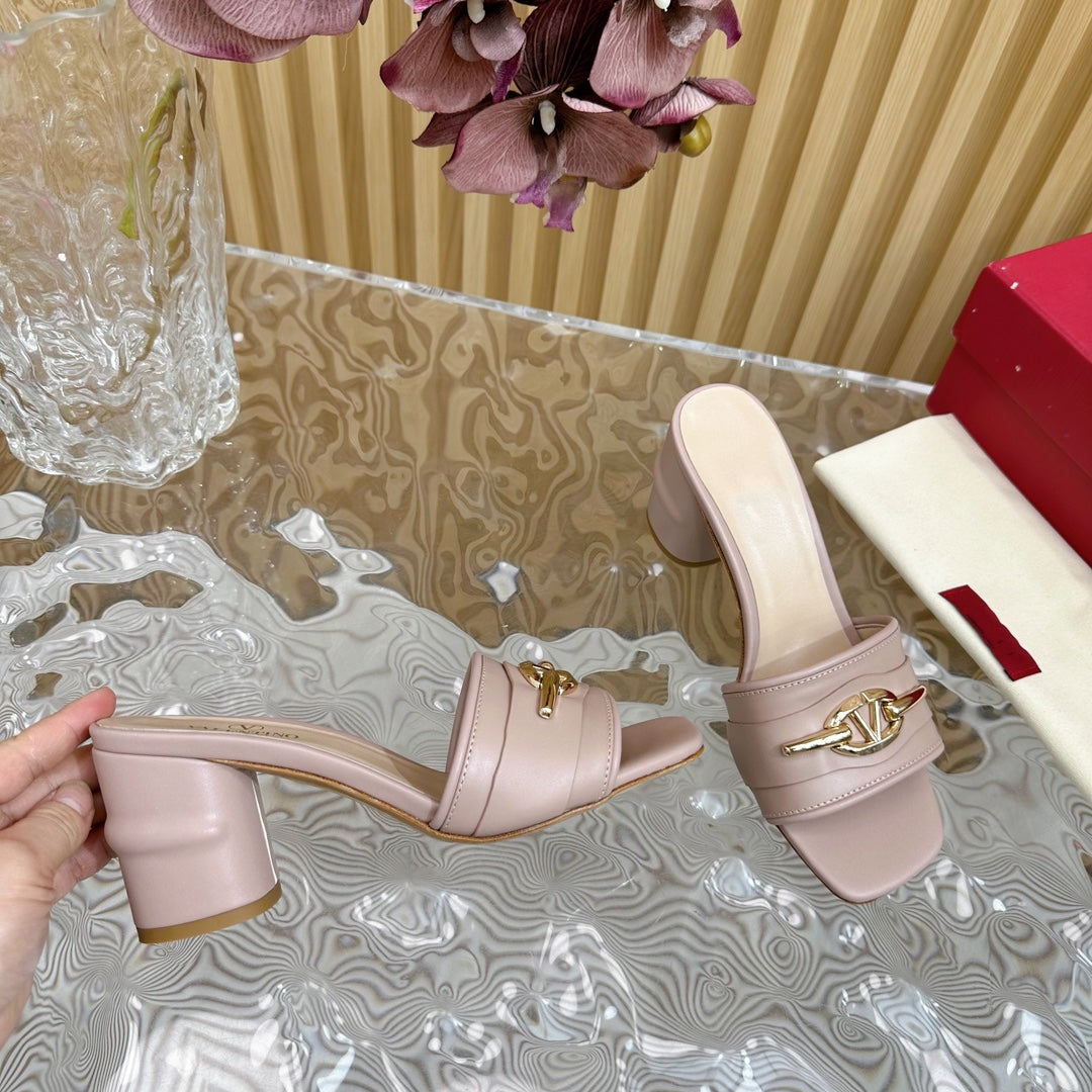 High Heel 70 Mule Sandal The Bold Edition Vlogo Square Toe Rose Cannelle