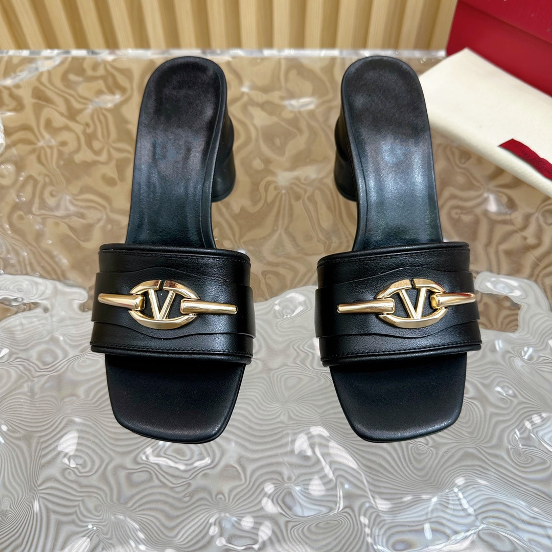 High Heel 70 Mule Sandal The Bold Edition Vlogo Square Toe Black