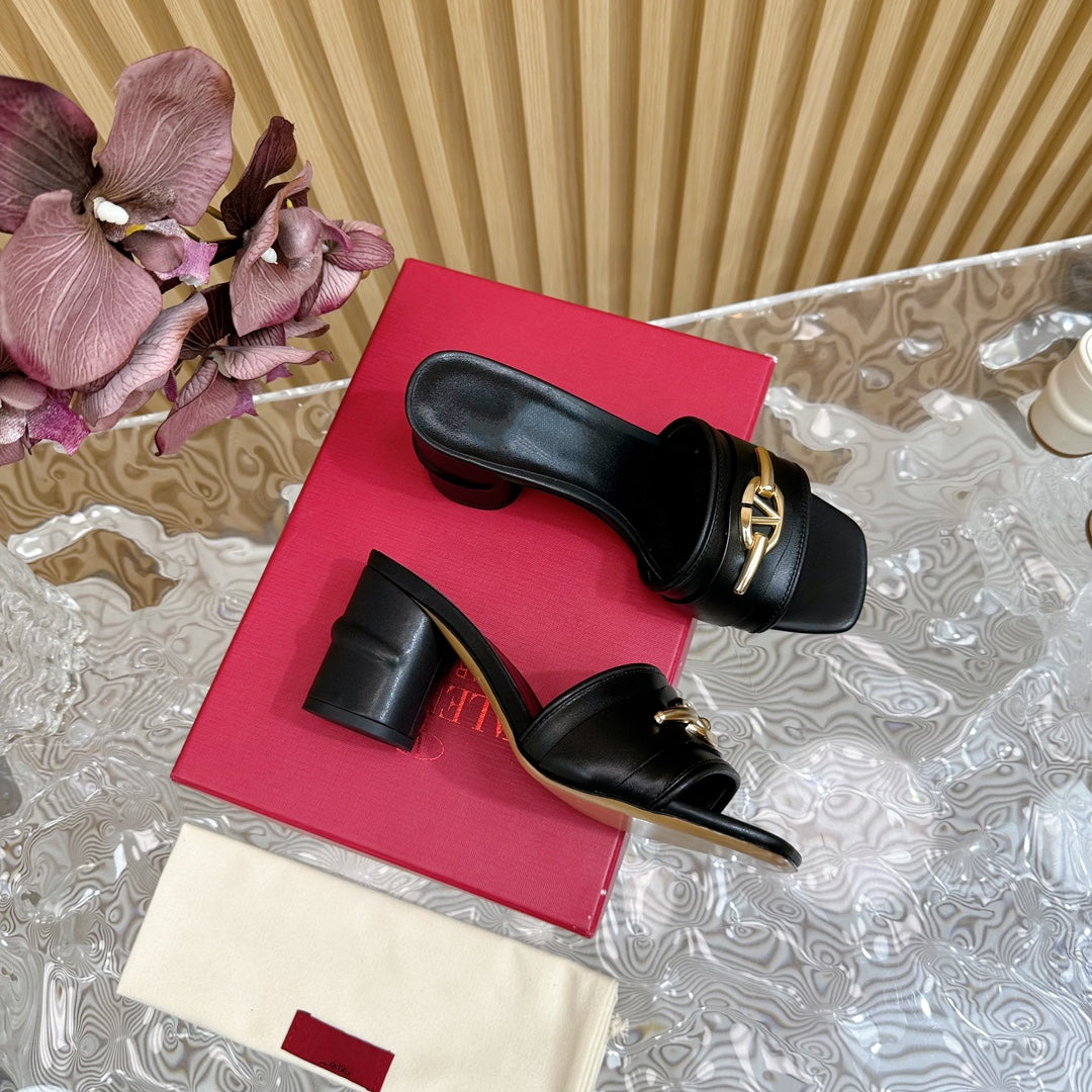 High Heel 70 Mule Sandal The Bold Edition Vlogo Square Toe Black