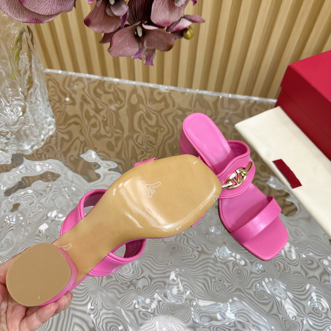 High Heel 70 Sandal The Bold Edition Vlogo Square Toe Pink