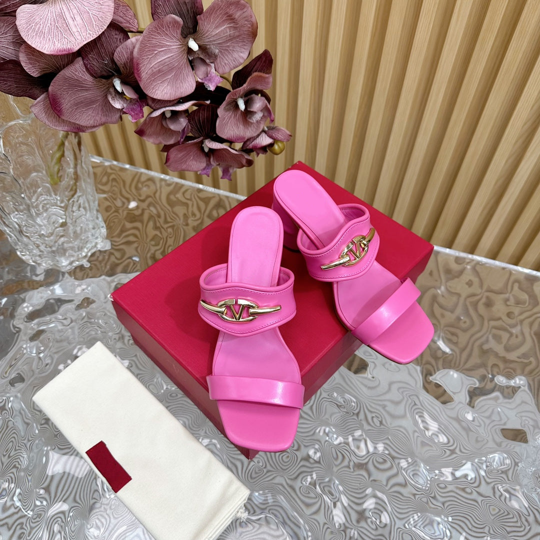 High Heel 70 Sandal The Bold Edition Vlogo Square Toe Pink