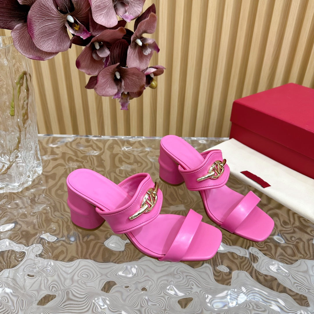 High Heel 70 Sandal The Bold Edition Vlogo Square Toe Pink