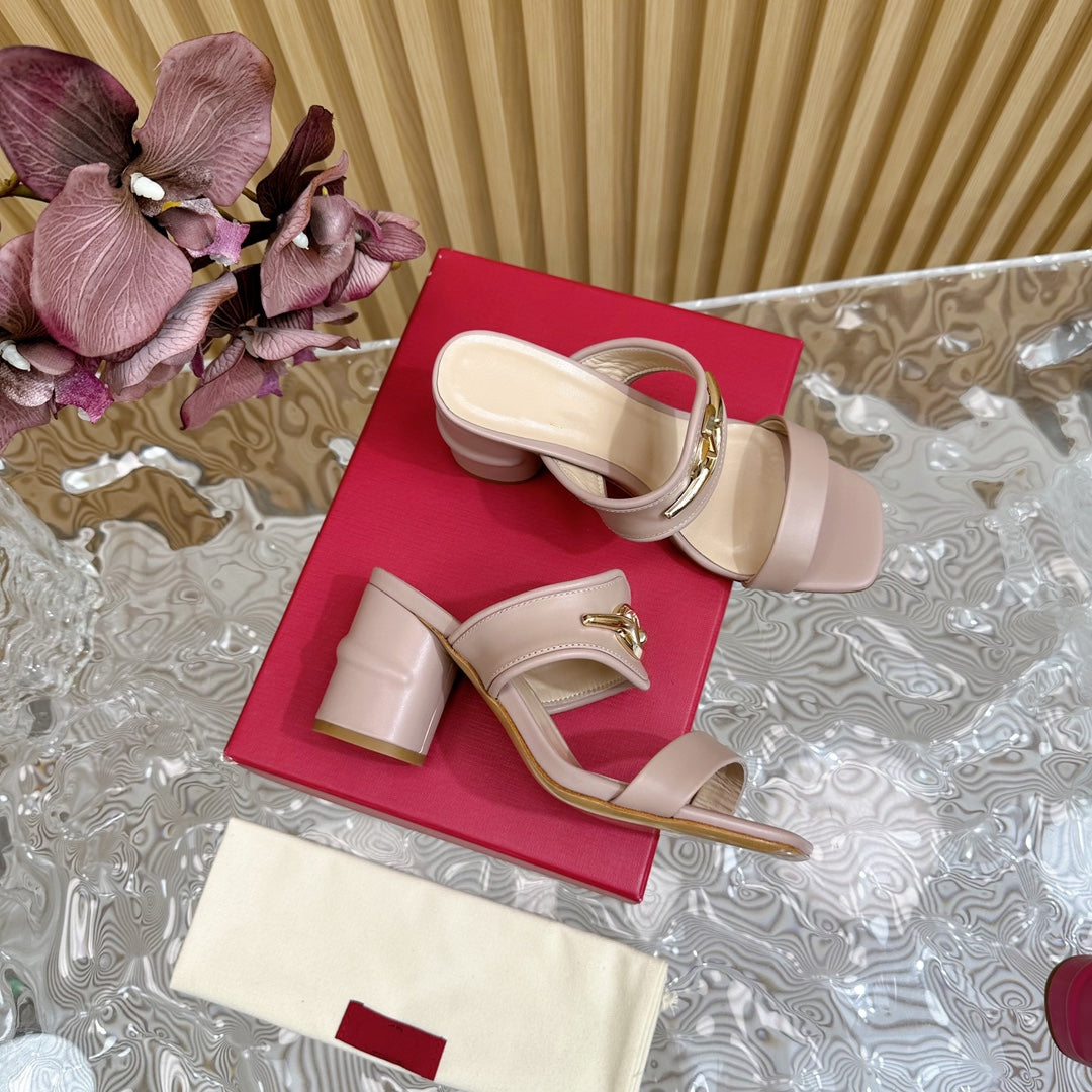 High Heel 70 Sandal The Bold Edition Vlogo Square Toe Rose Cannelle