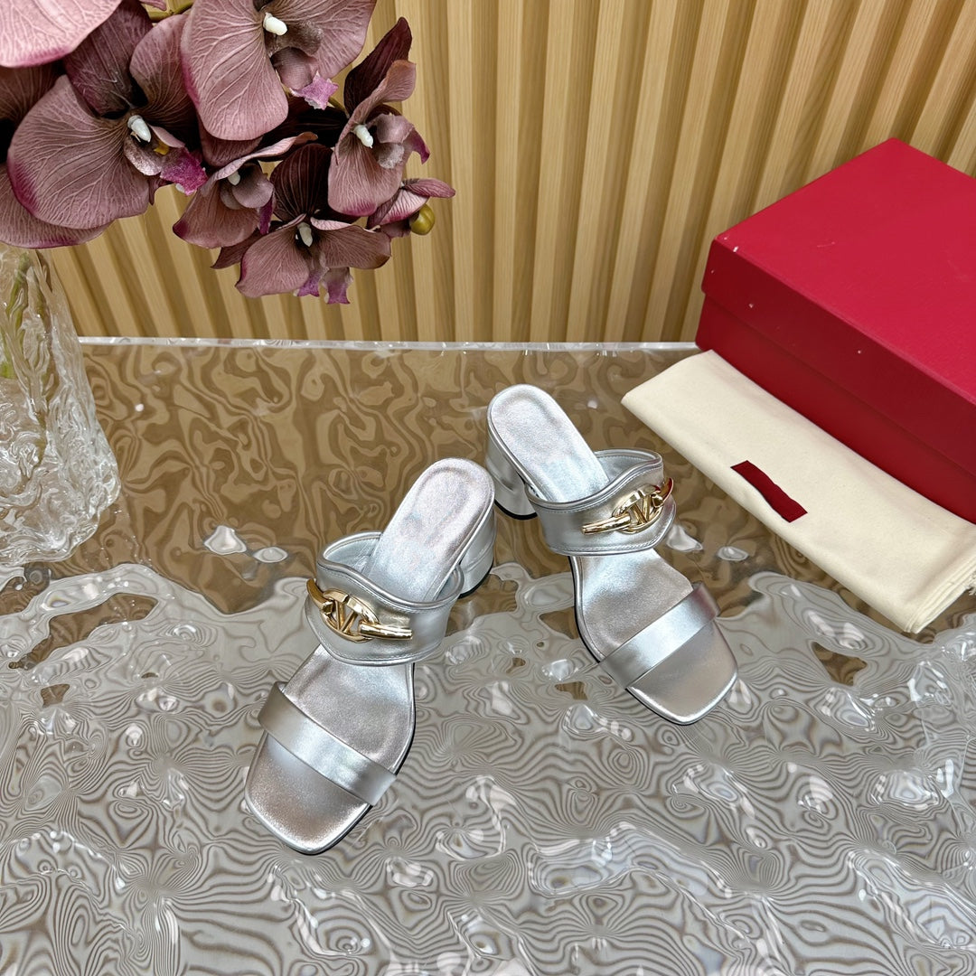 High Heel 70 Sandal The Bold Edition Vlogo Square Toe Silver