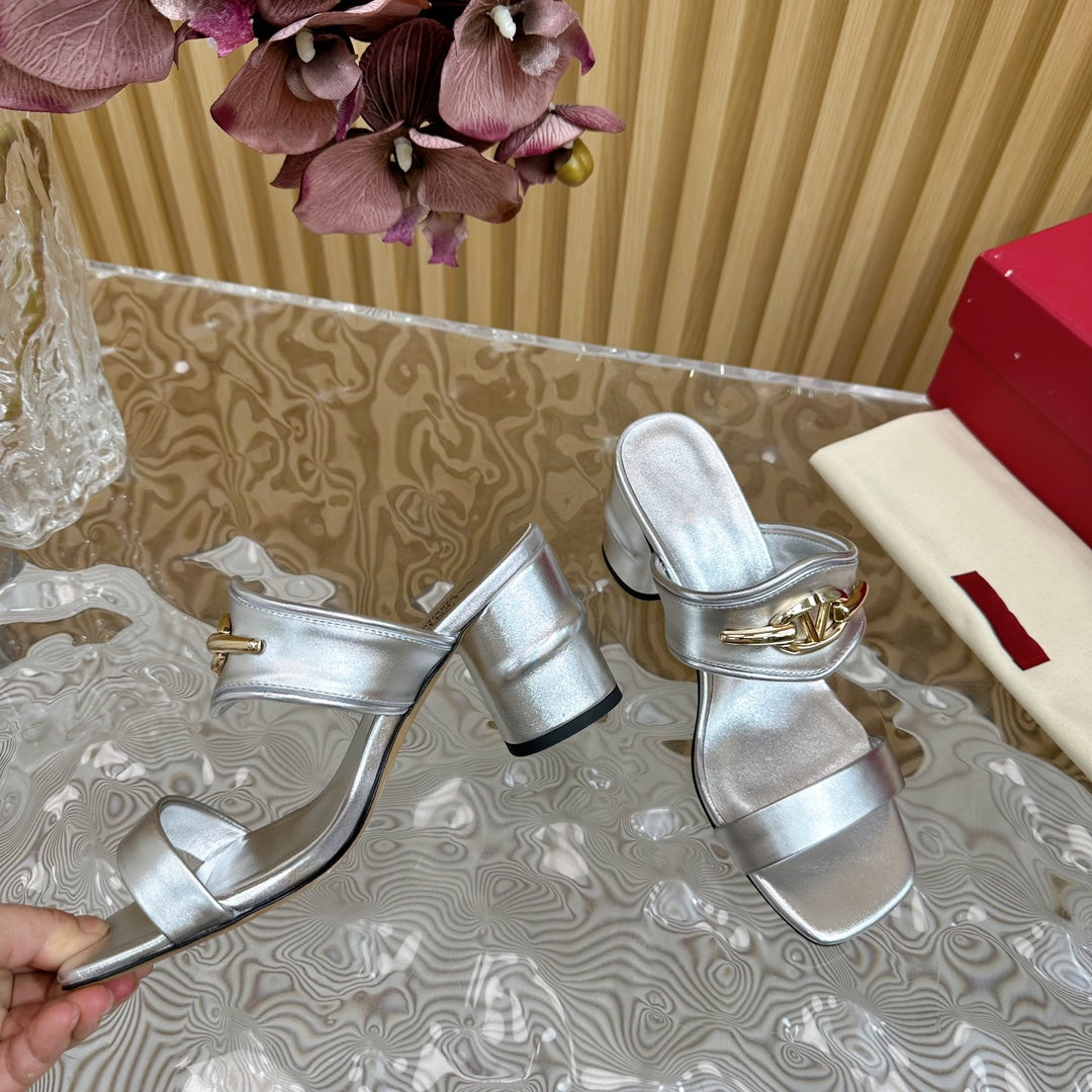 High Heel 70 Sandal The Bold Edition Vlogo Square Toe Silver