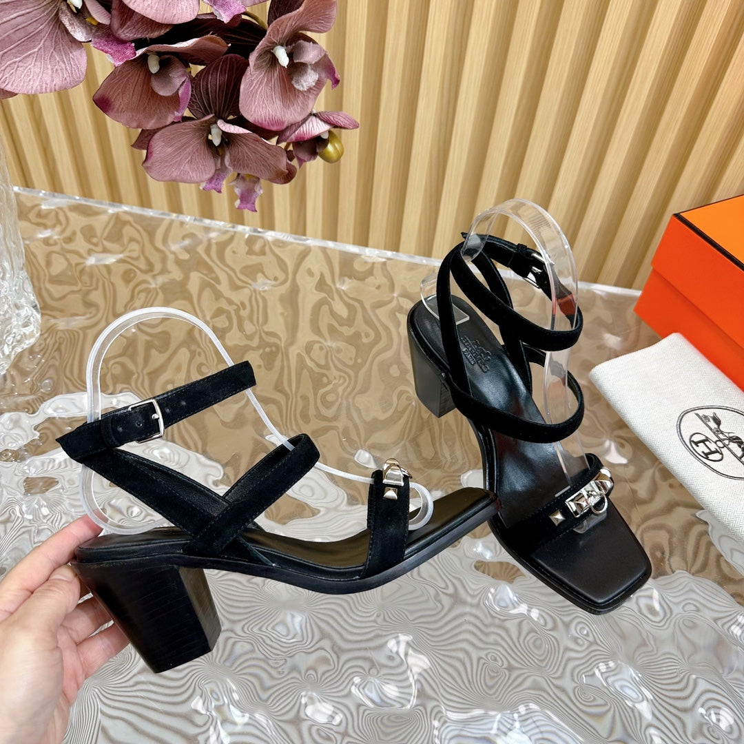 hm iveresse sandal 65 black suede calfskin