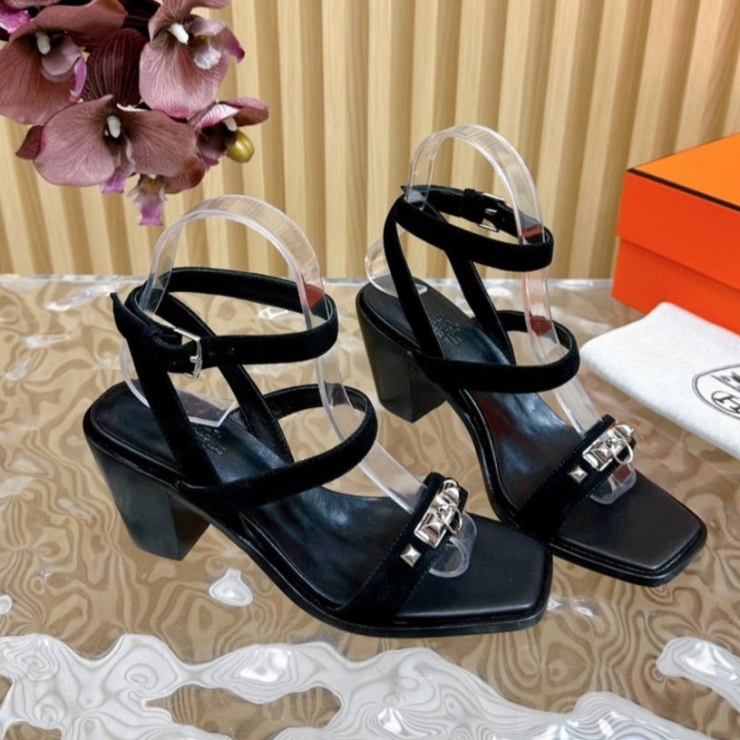 hm iveresse sandal 65 black suede calfskin