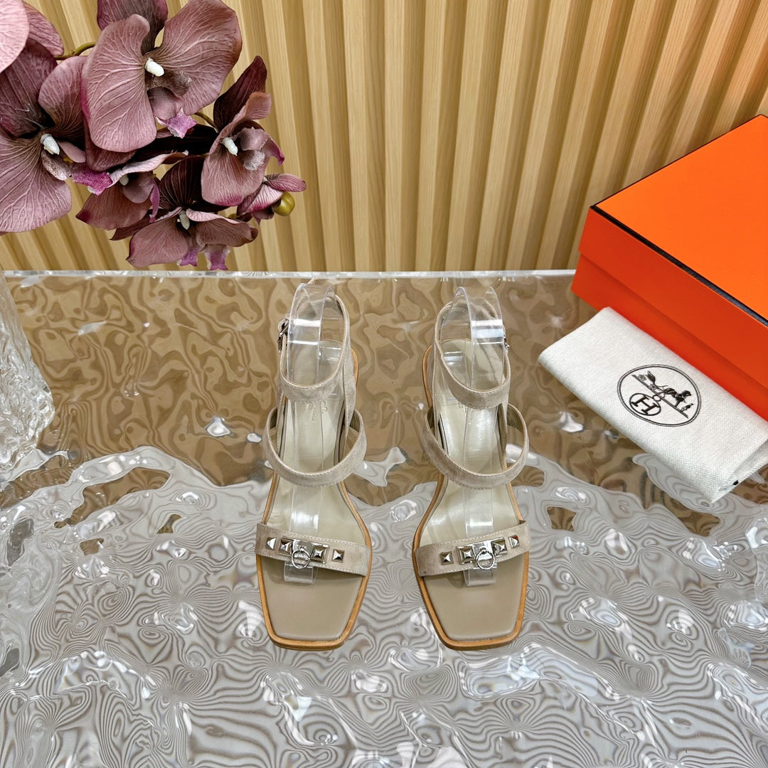 hm iveresse sandal 65 grey suede calfskin