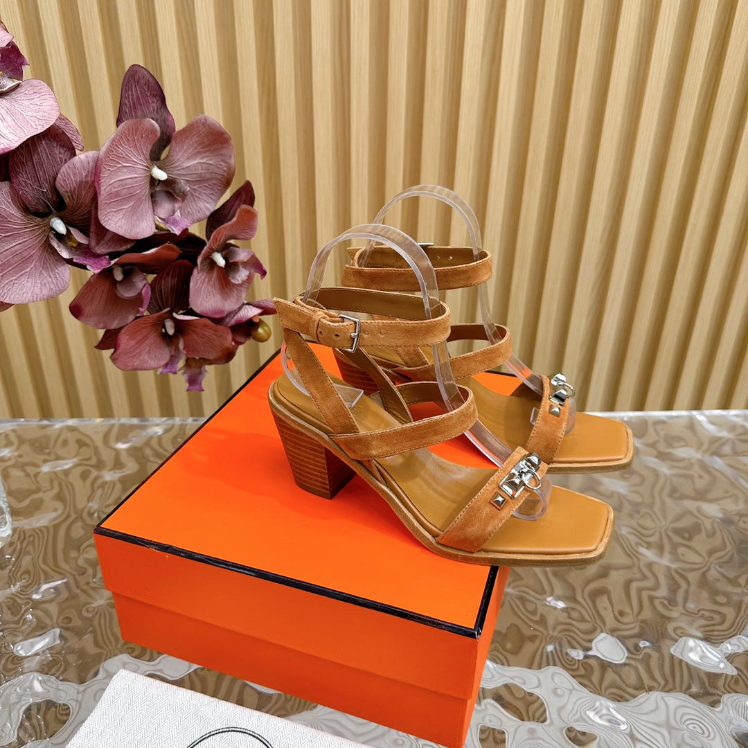 hm iveresse sandal 65 gold brown suede calfskin