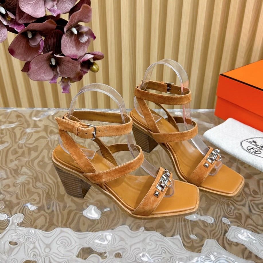 hm iveresse sandal 65 gold brown suede calfskin