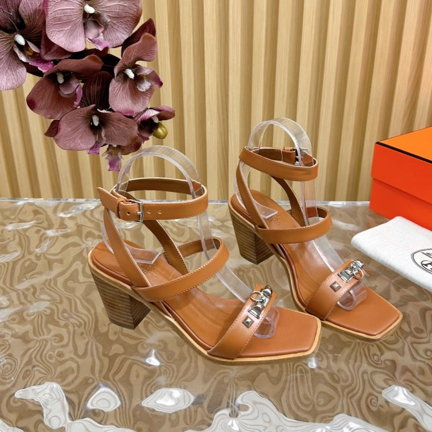 hm iveresse sandal 65 gold brown calfskin