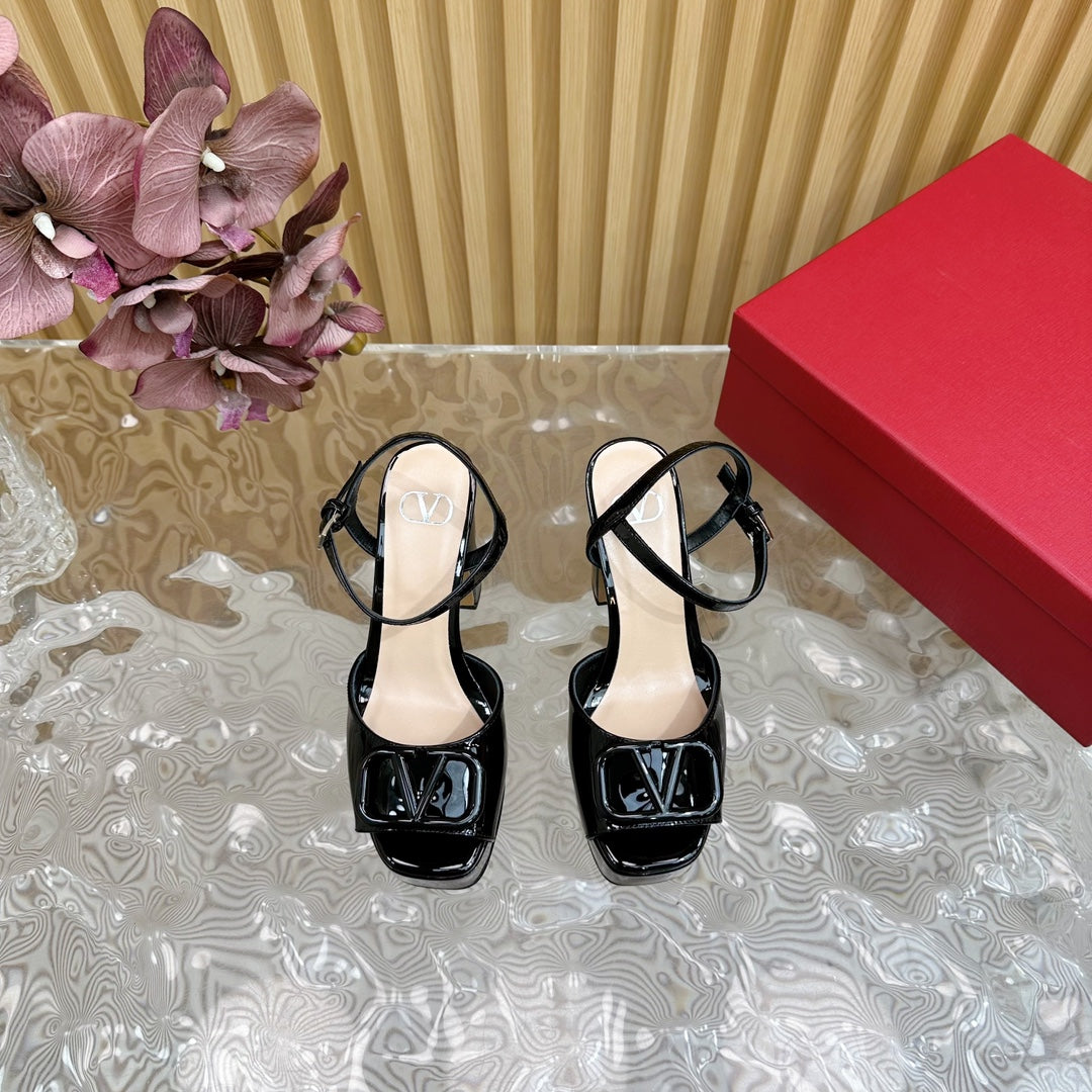 VT High Heels Sandals 110mm Black Calfskin 286479
