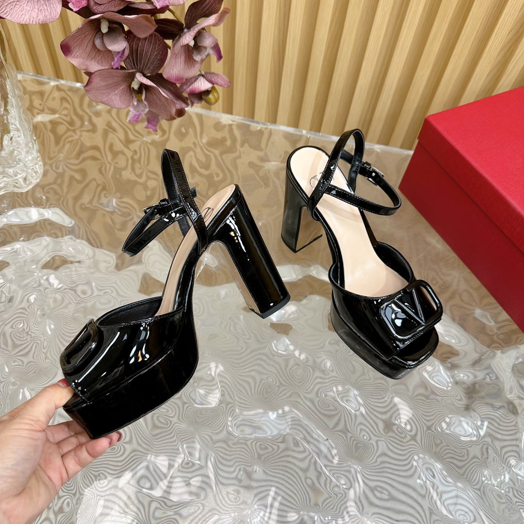 VT High Heels Sandals 110mm Black Calfskin 286479