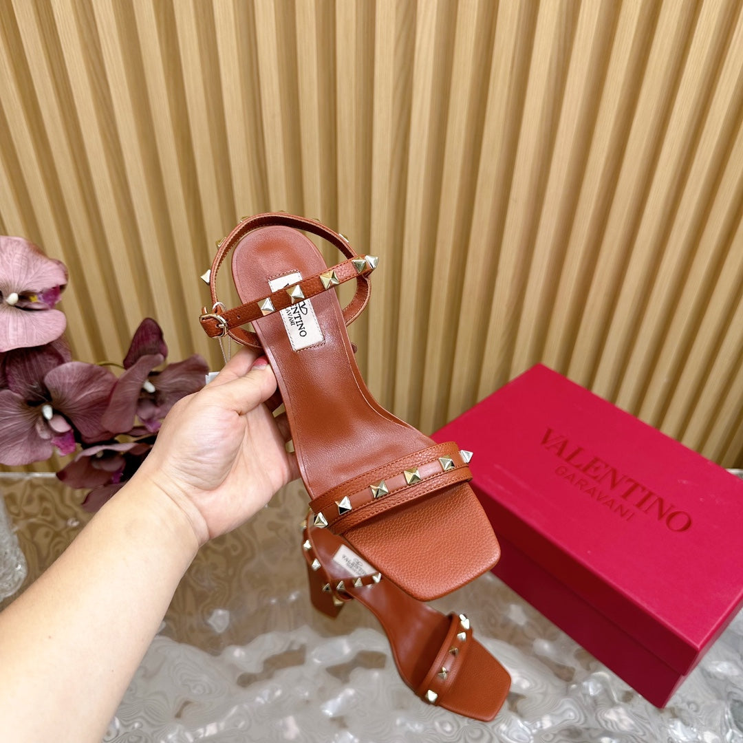 High Sandal 86mm In Brown Cowhide 102064