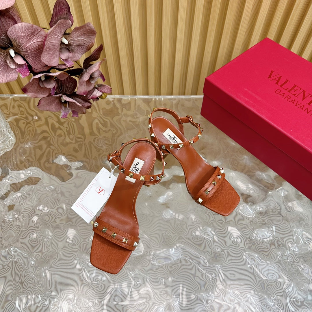 High Sandal 86mm In Brown Cowhide 102064