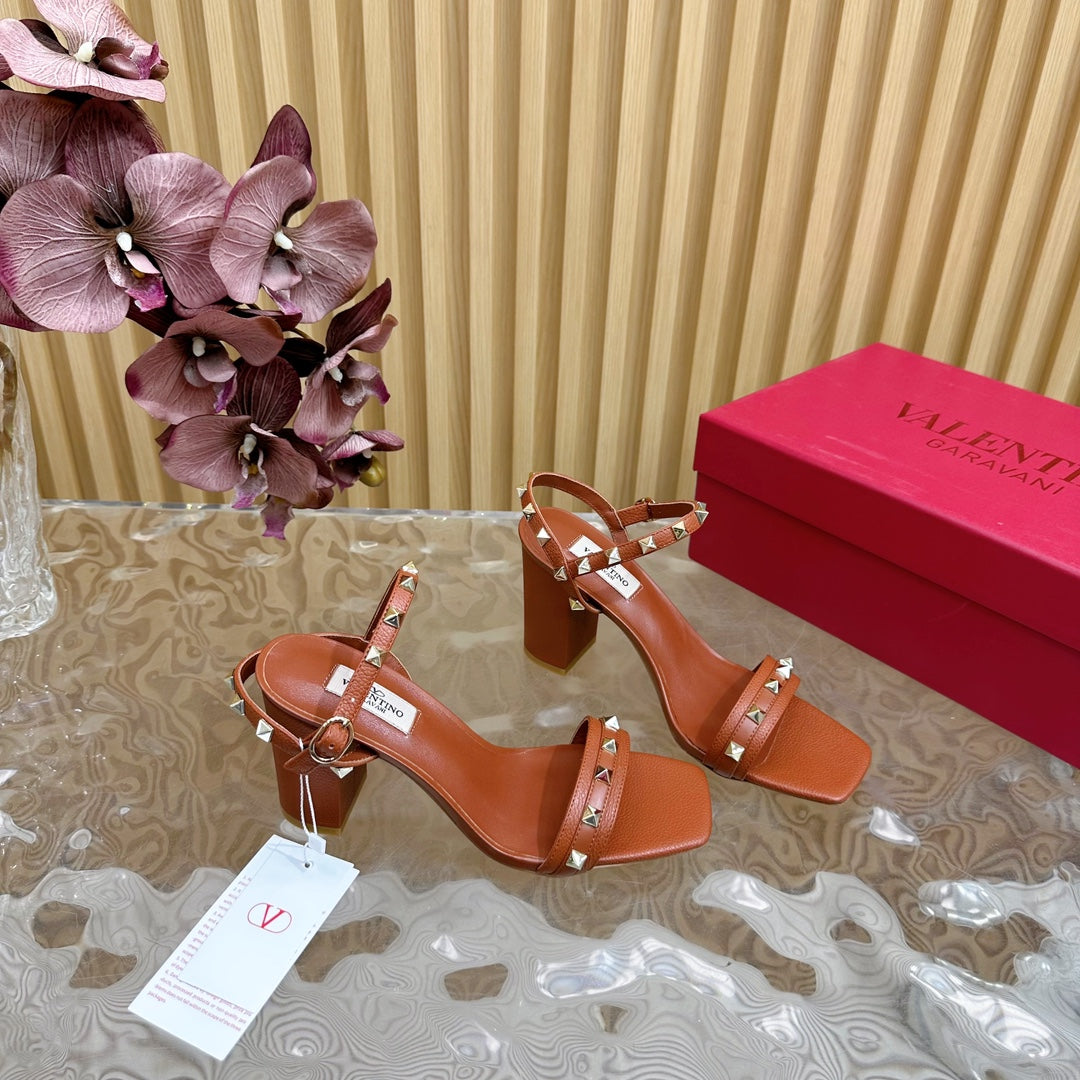 High Sandal 86mm In Brown Cowhide 102064