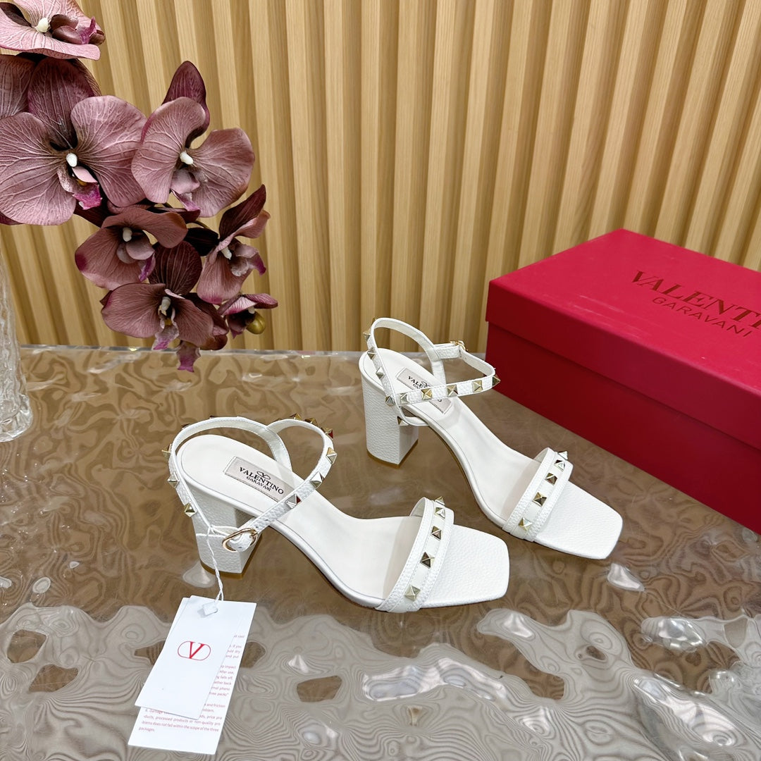 High Sandal 86mm In White Cowhide 102066