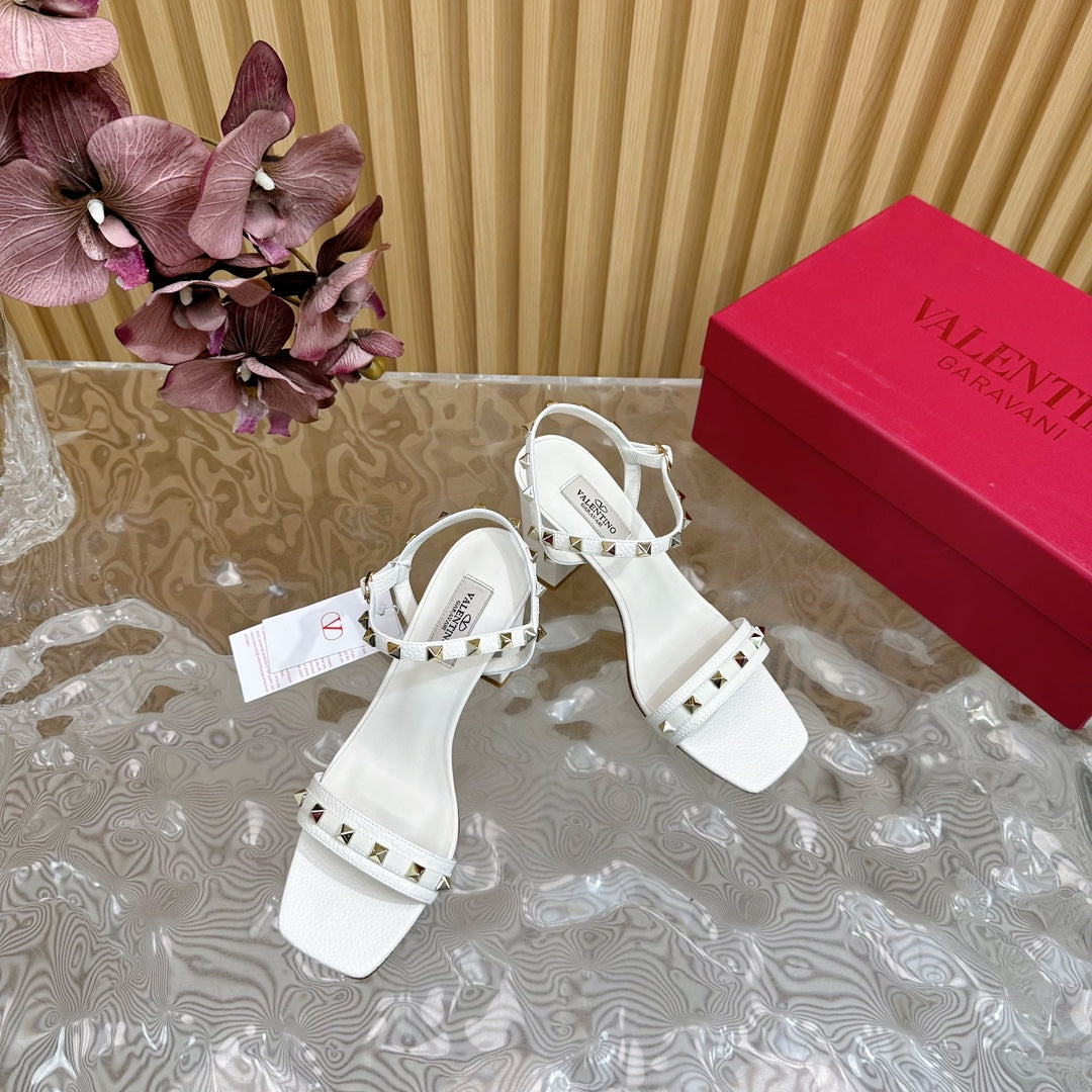 High Sandal 86mm In White Cowhide 102066