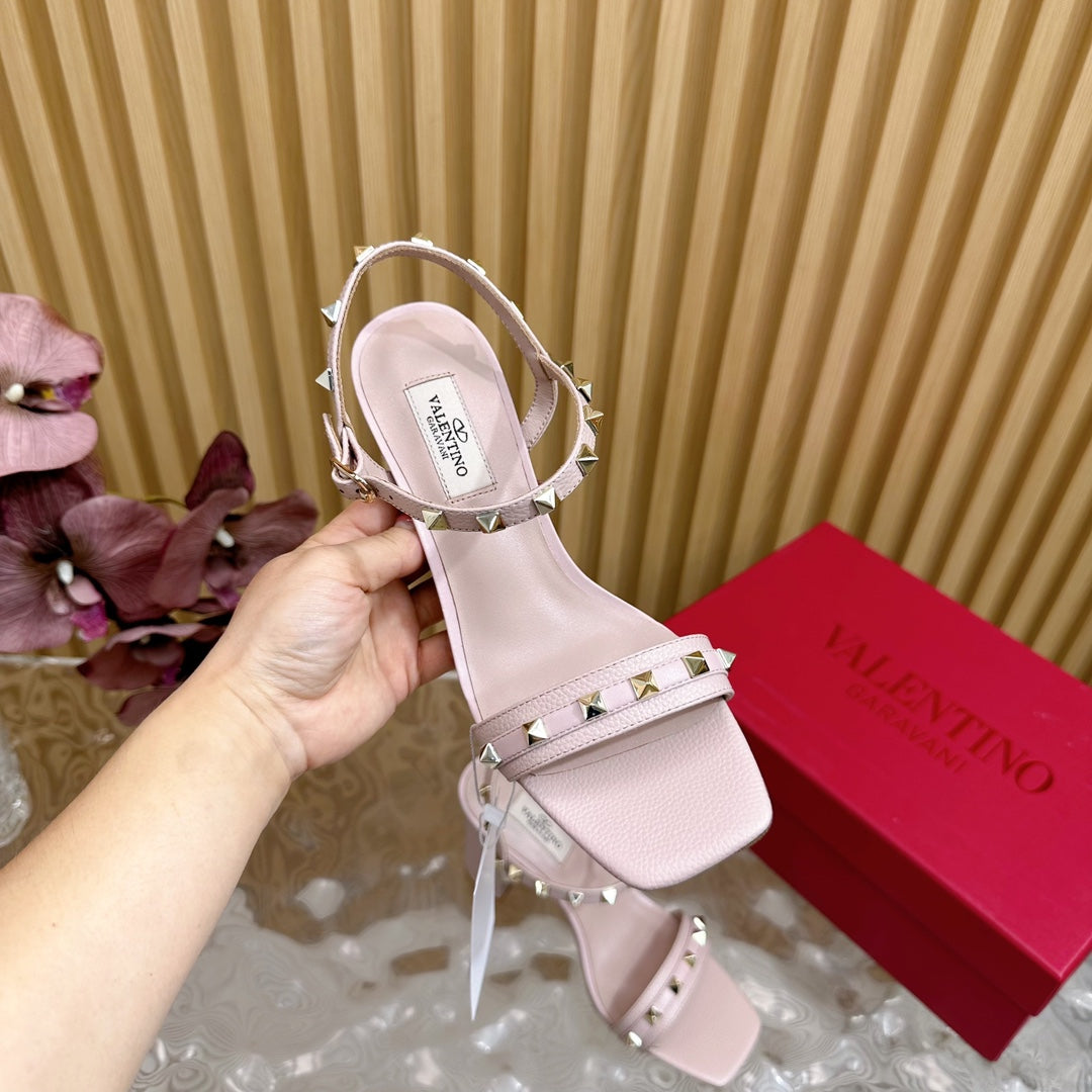 High Sandal 86mm In Rose Pink Cowhide 102068