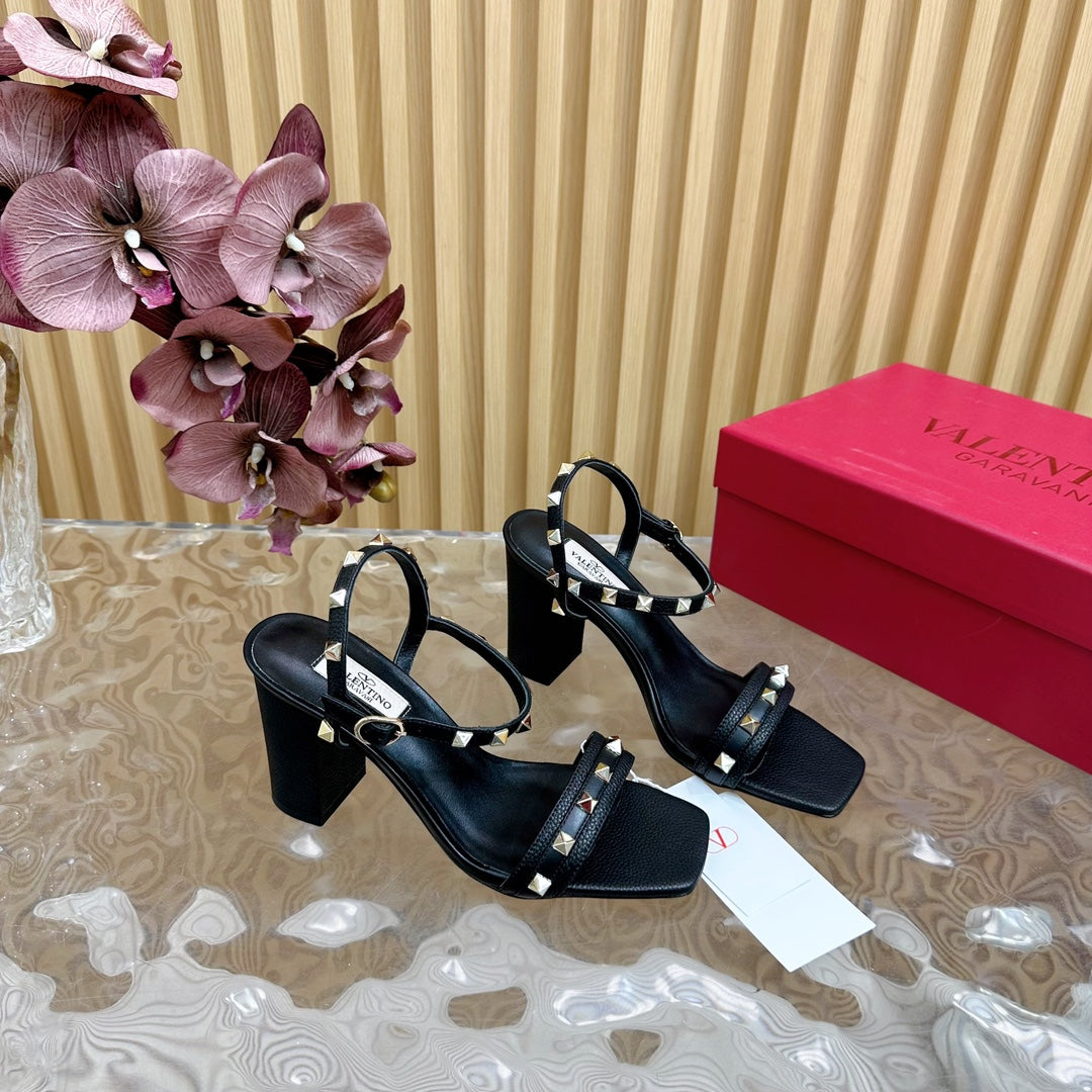 High Sandal 86mm In Black Cowhide 102070