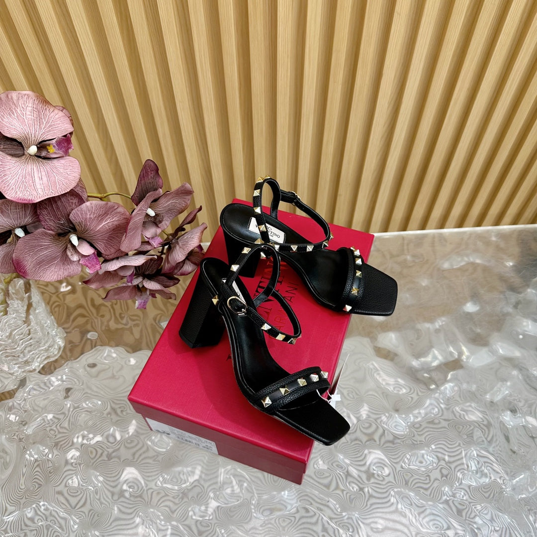 High Sandal 86mm In Black Cowhide 102070