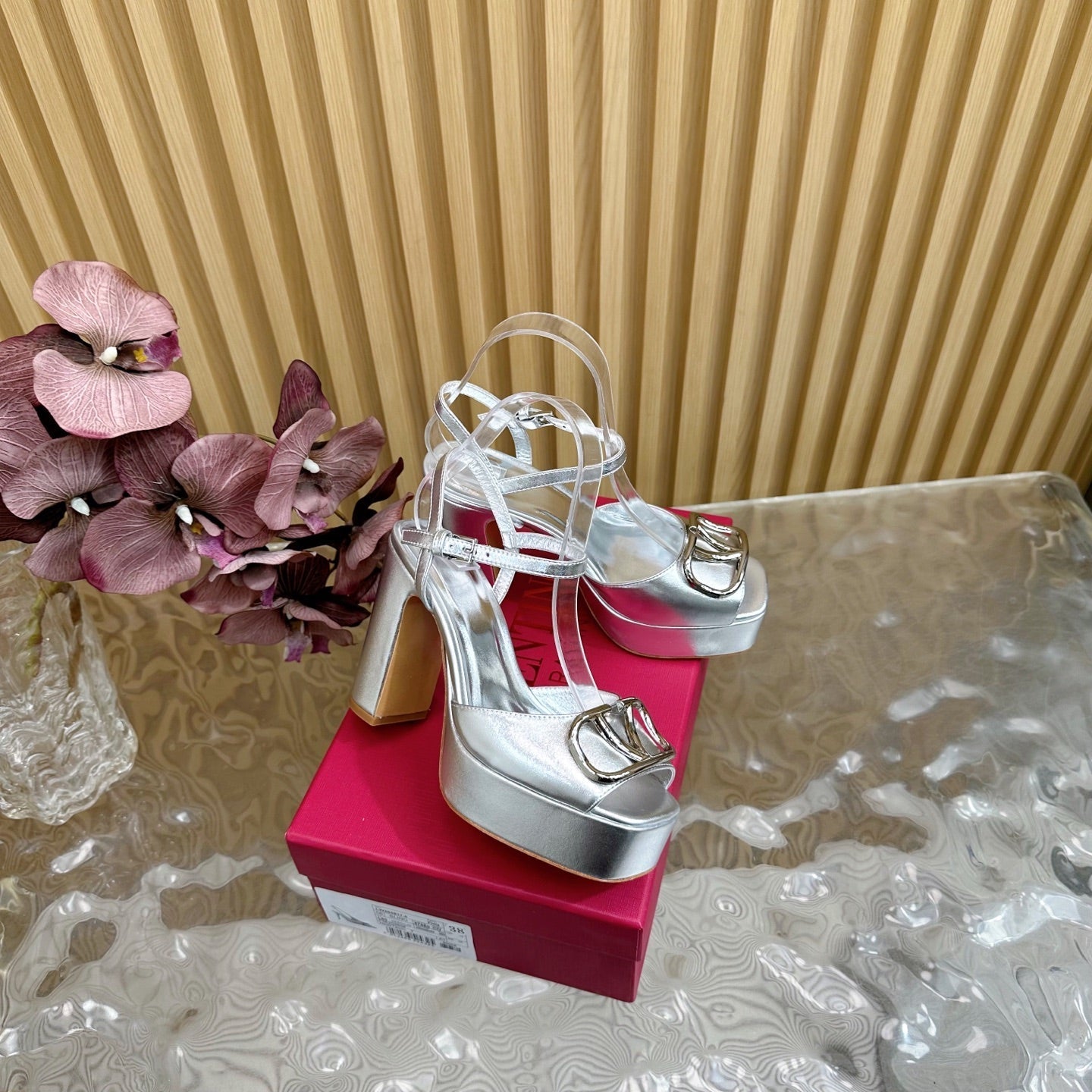 VT High Heels Sandals 110mm Silver Calfskin 286483