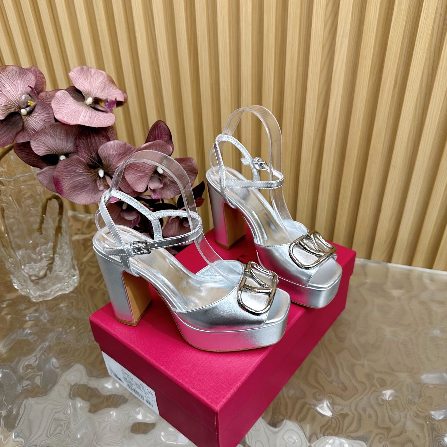 VT High Heels Sandals 110mm Silver Calfskin 286483